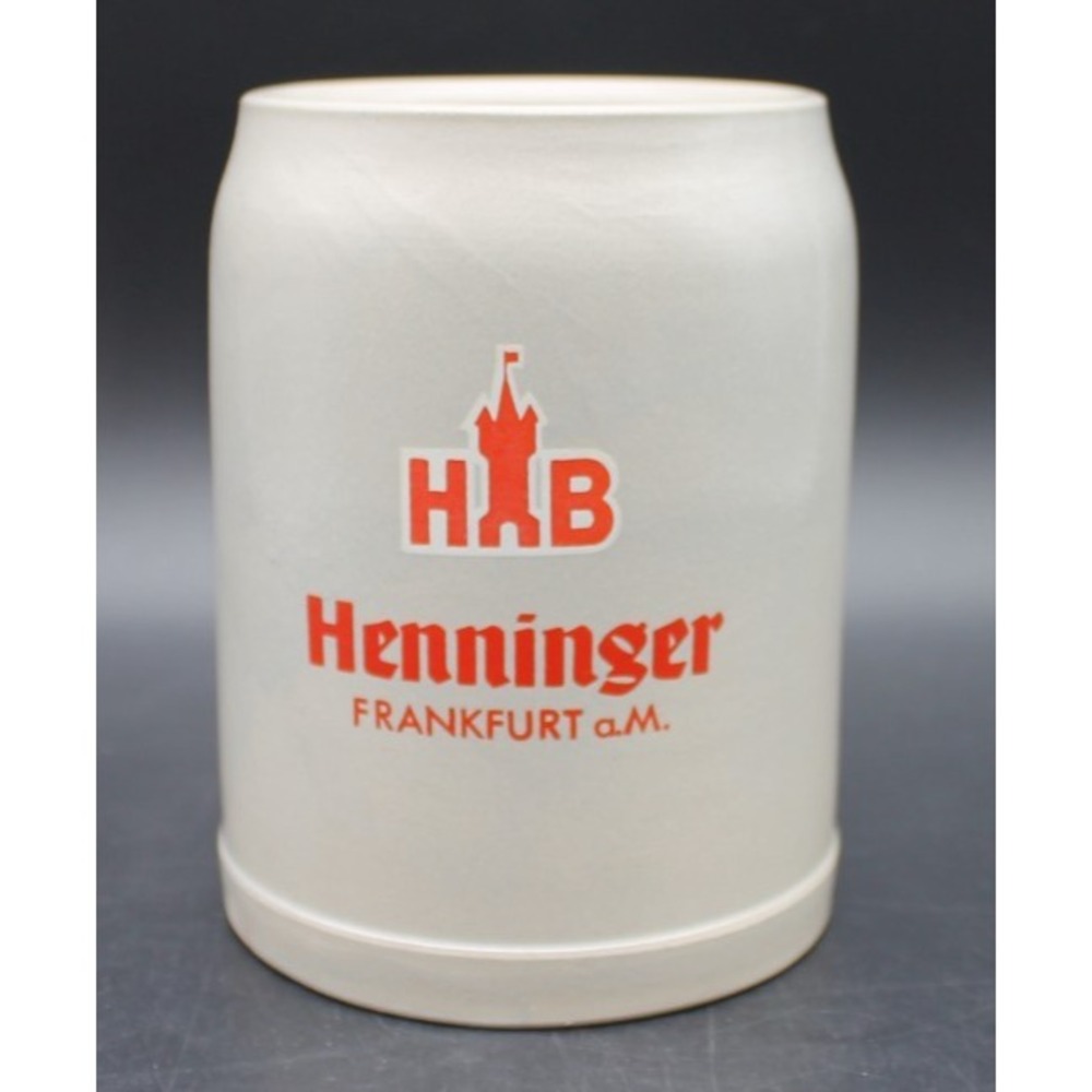 Vintage Henninger Frankfurt 0.5L Beer Stein Mug West Germany White Ceramic